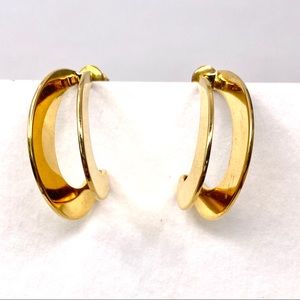 Vintage 80s split crescent post earrings